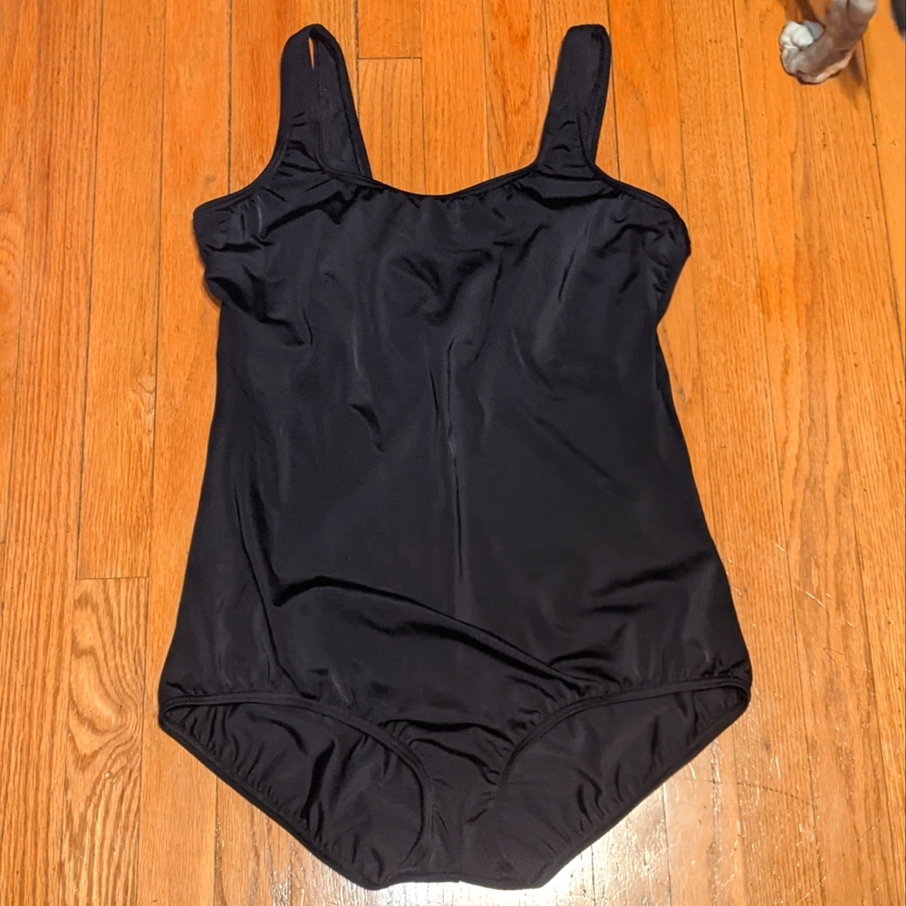 Lands End Black One Piece Swimsuit 18 Long